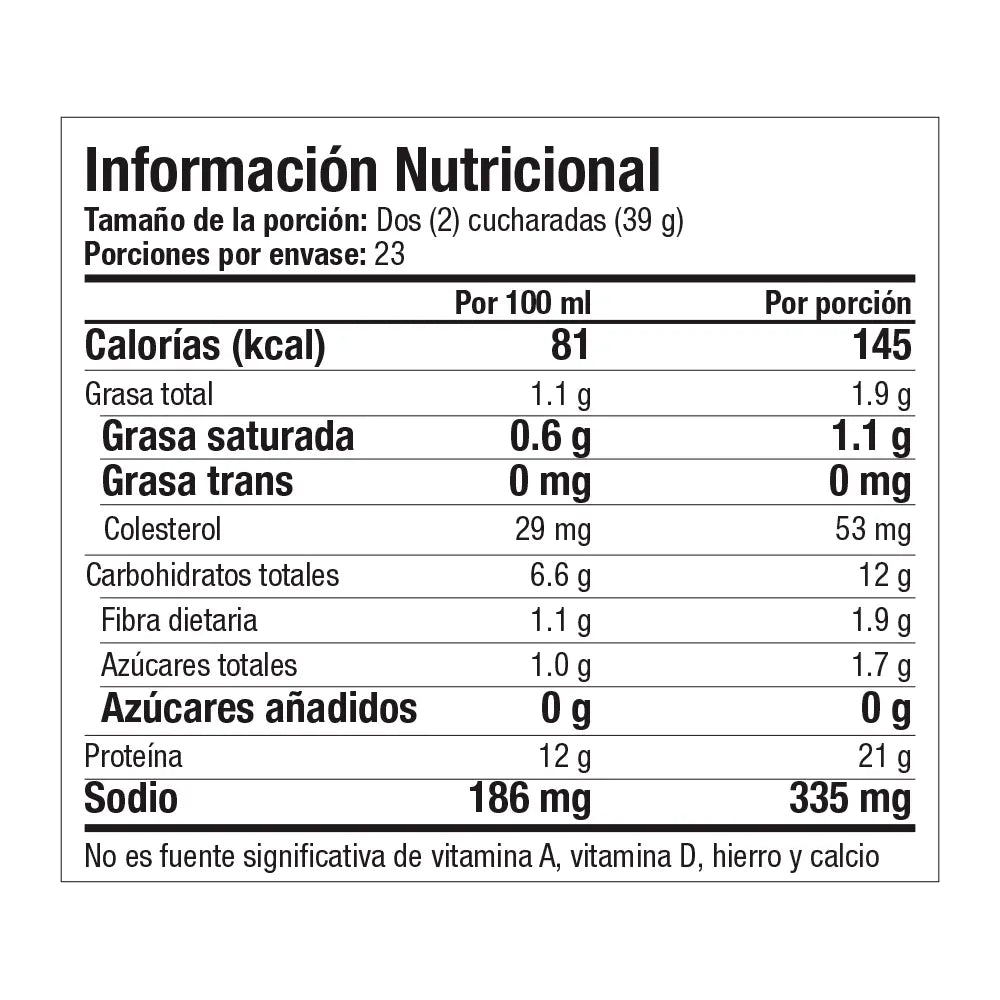 Información Nutricional Proteína Pro-TF® 4life Chocolate